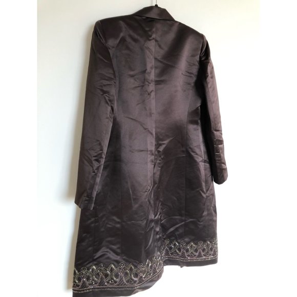 Kasper Bronze Knee Length Embroidered Coat - Size 8 - Picture 12 of 14